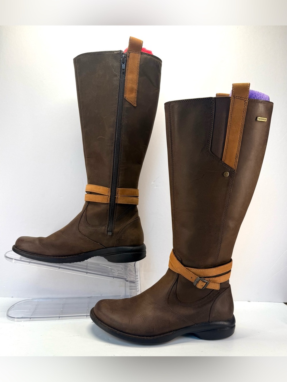 Merrell Captiva Buckle Down waterproof Dark Brown Knee high Leather Boots size 7 - Picture 3 of 14